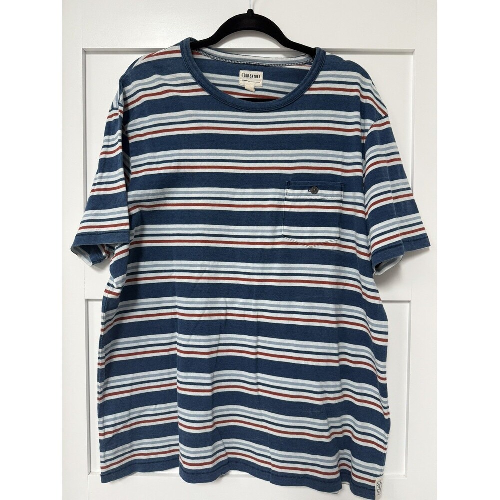 Todd Snyder Navy Striped Cotton Short Sleeve T-shirt Size XL